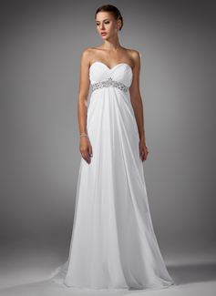 Empire Sweetheart Court Train Chiffon Wedding Dress With Ruffle (002004156)