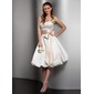 A-Line/Princess Sweetheart Knee-Length Satin Wedding Dress With Sashes (002001379)